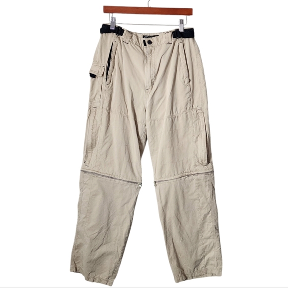 NO‎ BOUNDARIES x VINTAGE y2k cargo zip off pants athletic pant tan size 32x32 - Picture 1 of 12